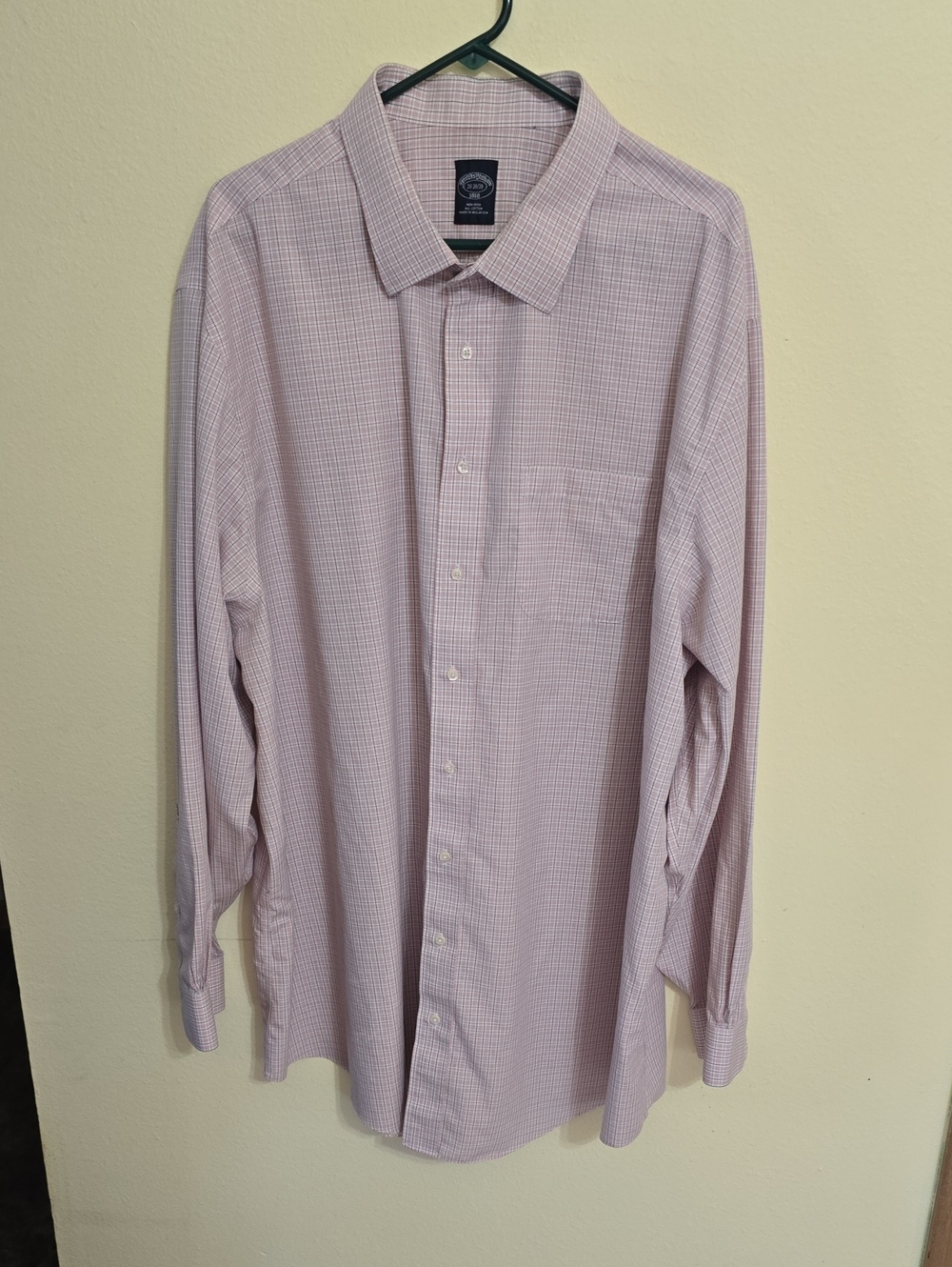 Brooks Brothers Men's Light Red And Navy Micro-Check Dress Shirt